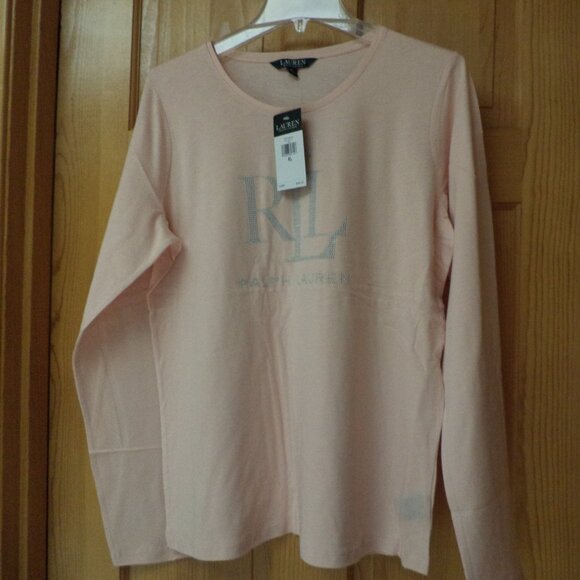 LAUREN RALPH LAUREN T-Shirt ~ Long Sleeves ~ PINK - Size:  XL  New with Tags $49 - Picture 1 of 7